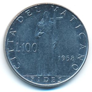 Ватикан, 100 лир (1958 г.)