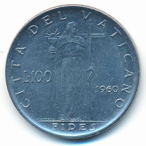 Vatican City, 100 lire, 1960