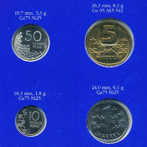 Finland, Набор монет, 1990