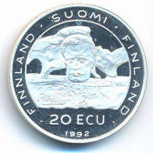 Finland., 20 ecu, 1992
