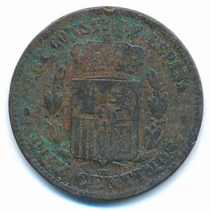 Spain, 10 centimos, 1878