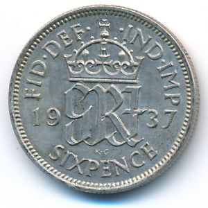 Великобритания, 6 пенсов (1937 г.)