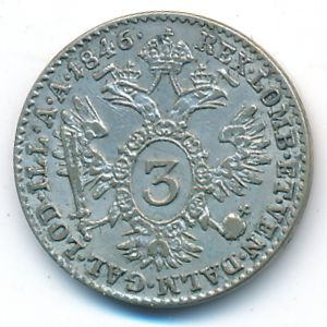 Austria, 3 kreuzer, 1846