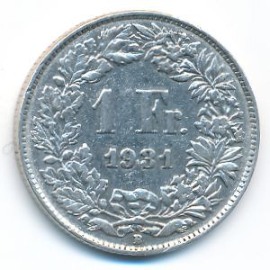 Швейцария, 1 франк (1931 г.)