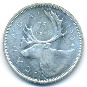 Canada, 25 cents, 1964