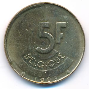 Belgium, 5 francs, 1993