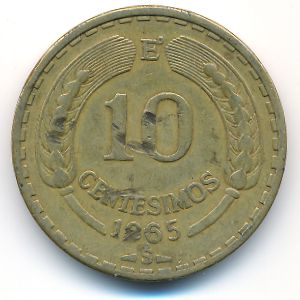 Chile, 10 centesimos, 1965