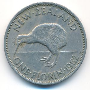 New Zealand, 1 florin, 1962