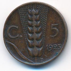 Италия, 5 чентезимо (1923 г.)