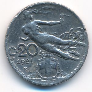 Италия, 20 чентезимо (1921 г.)