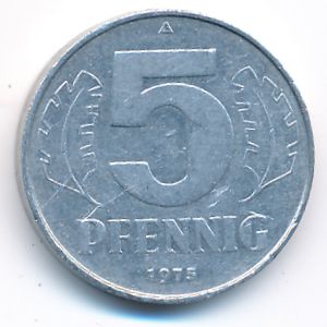 ГДР, 5 пфеннигов (1975 г.)