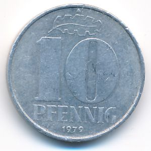 German Democratic Republic, 10 pfennig, 1979