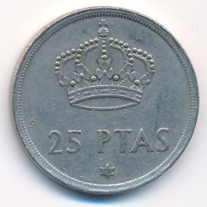 Spain, 25 pesetas, 1975