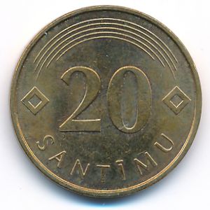 Латвия, 20 сантим (2007 г.)