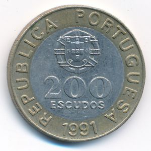 Portugal, 200 escudos, 1991