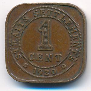 Straits Settlements, 1 cent, 1920