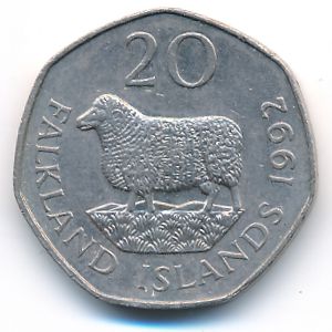 Фолклендские острова, 20 пенсов (1992 г.)