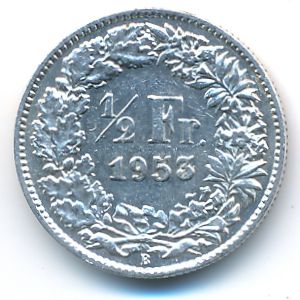 Швейцария, 1/2 франка (1953 г.)