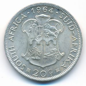 South Africa, 20 cents, 1964