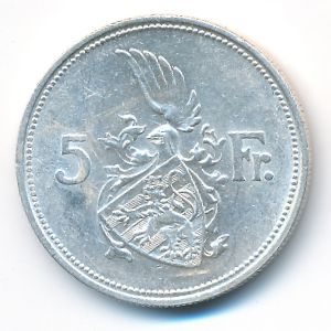 Luxemburg, 5 francs, 1929
