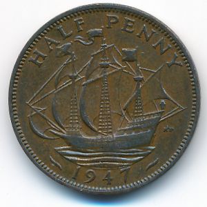 Great Britain, 1/2 penny, 1947