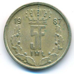 Люксембург, 5 франков (1987 г.)