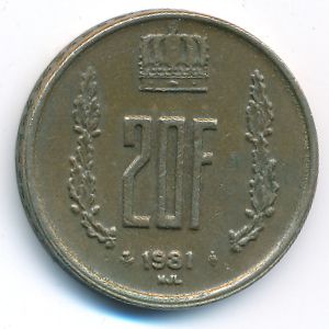 Luxemburg, 20 francs, 1981