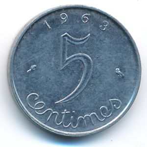 France, 5 centimes, 1963