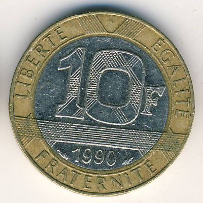 Франция, 10 франков (1990 г.)