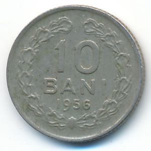 Romania, 10 bani, 1956
