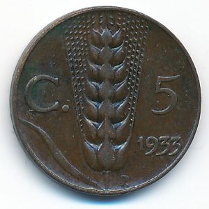 Italy, 5 centesimi, 1933