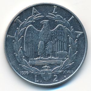 Italy, 2 лиры, 1939