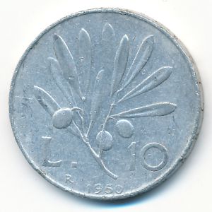 Италия, 10 лир (1950 г.)