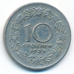 Austria, 10 groschen, 1925