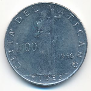 Vatican City, 100 lire, 1956