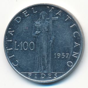 Ватикан, 100 лир (1957 г.)