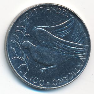 Vatican City, 100 lire, 1970