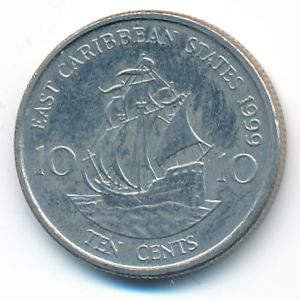 Восточные Карибы, 10 центов (1999 г.)
