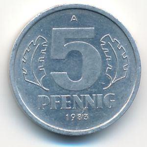 ГДР, 5 пфеннигов (1983 г.)