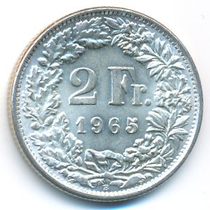Switzerland, 2 francs, 1965