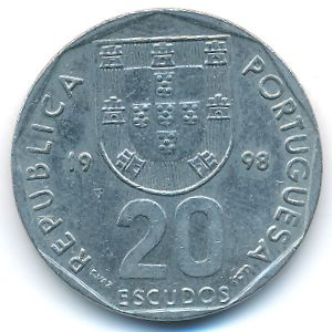 Portugal, 20 escudos, 1998
