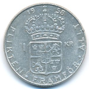 Швеция, 1 крона (1958 г.)