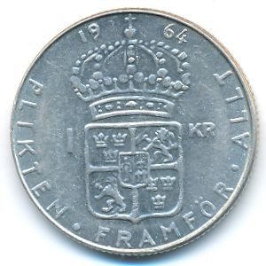 Швеция, 1 крона (1964 г.)