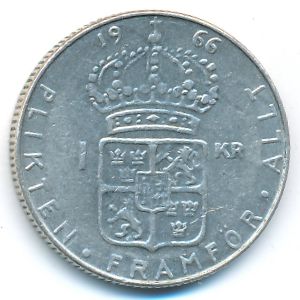 Швеция, 1 крона (1966 г.)