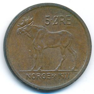 Norway, 5 ore, 1971