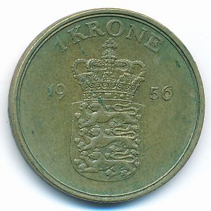Denmark, 1 krone, 1956