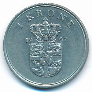 Дания, 1 крона (1967 г.)