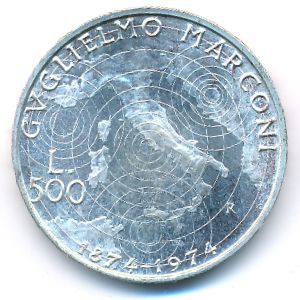 Италия, 500 лир (1974 г.)