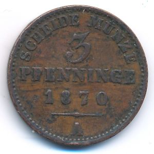 Пруссия, 3 пфеннинга (1870 г.)