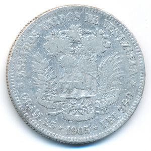 Venezuela, 5 bolivares, 1905